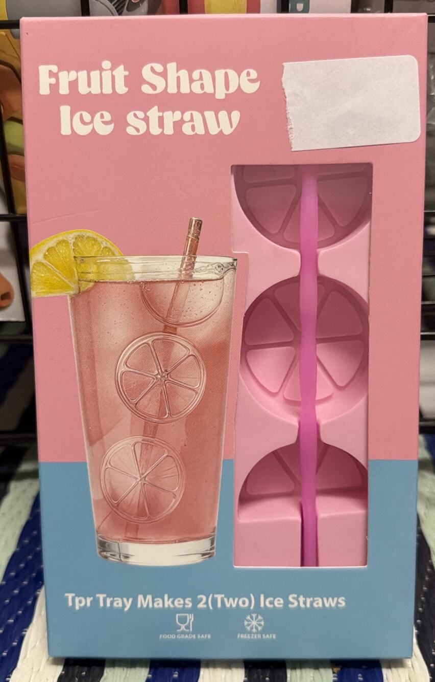 Fruit Shape Ice Straw Citrus Make 2 Straws
